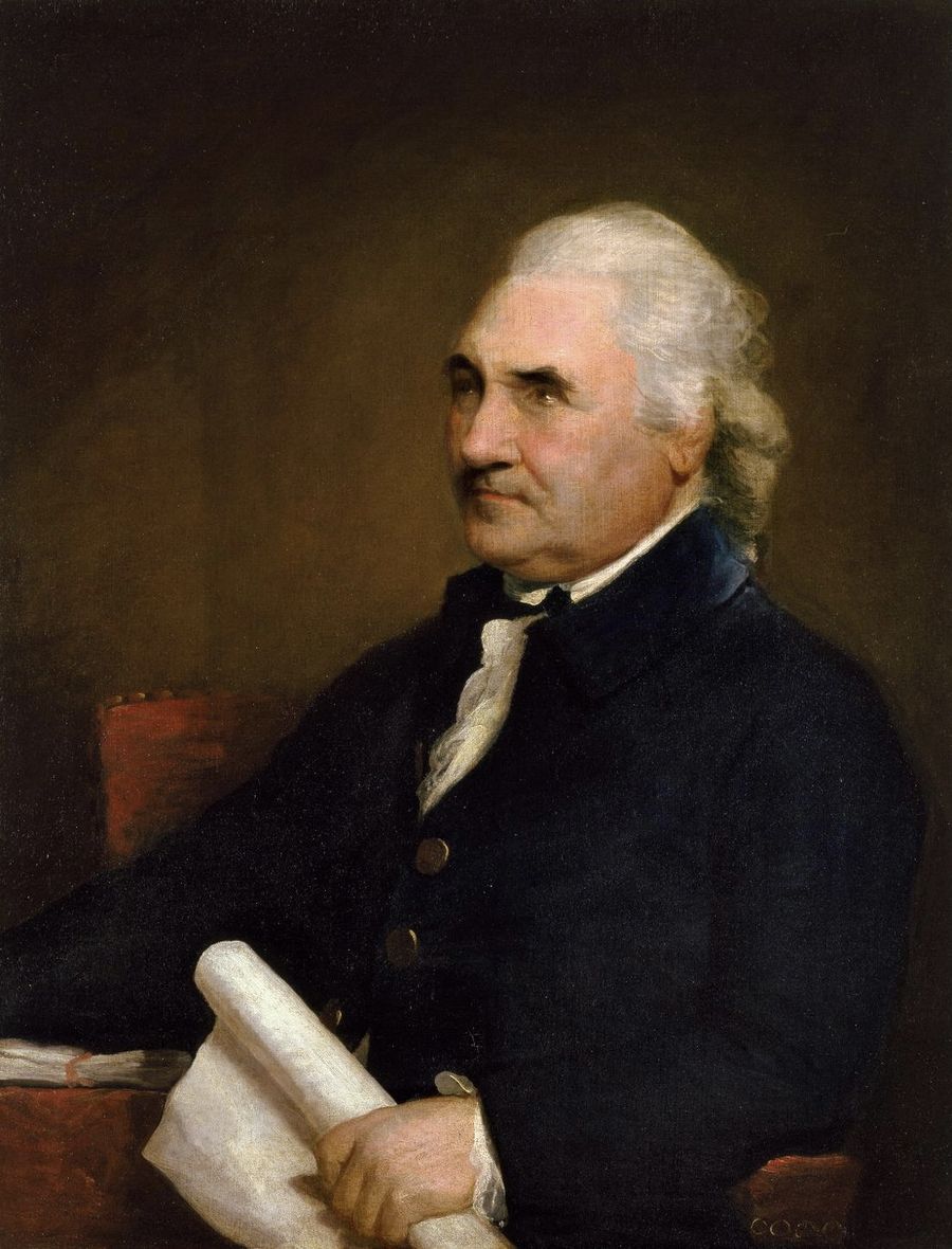 Portrait of Colonel Isaac Barré in a red coat, by Gilbert Stuart.