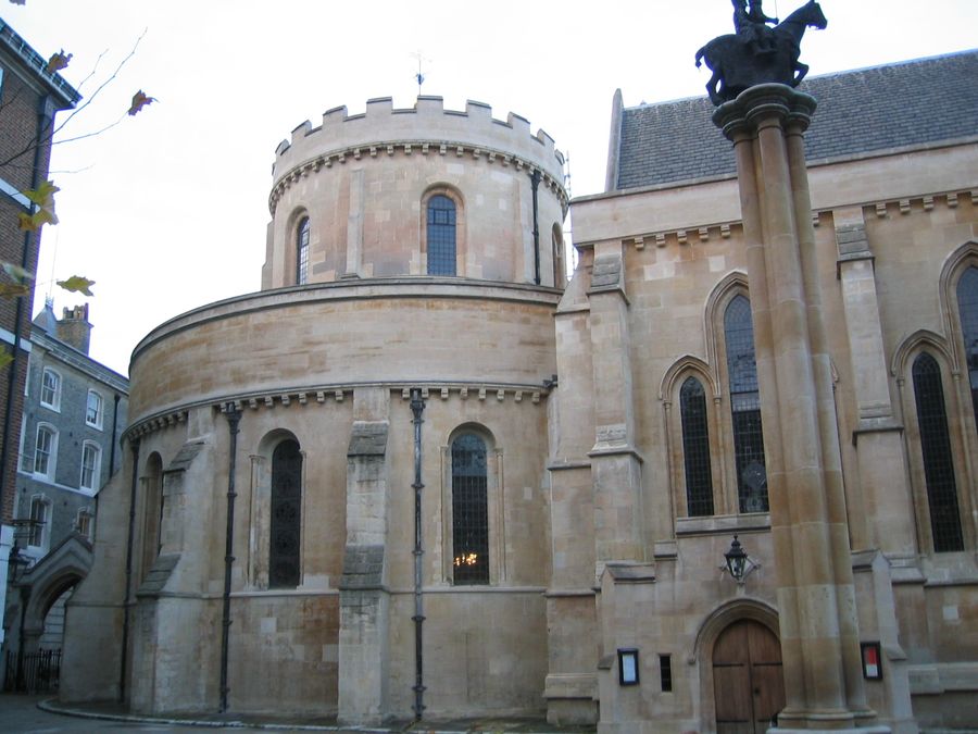 The round medieval nave of the Temple Church in London.
